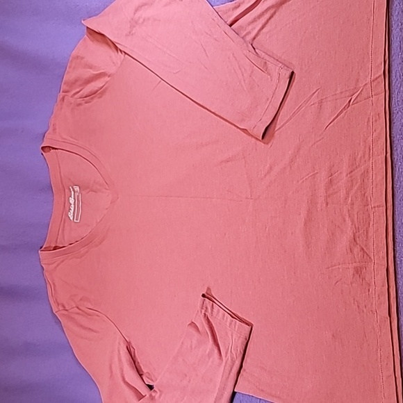 0729. Eddie Bauer ~ V- Neck ~ Long Sleeve T ~  XXL ~ Pink Grapefruit Color ~ - Picture 3 of 11